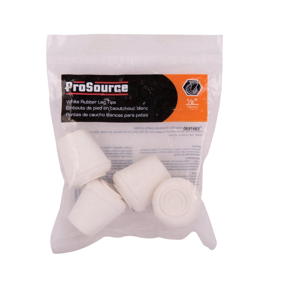 ProSource FE-50641-B Furniture Leg Tips, White, 1/2 Inch