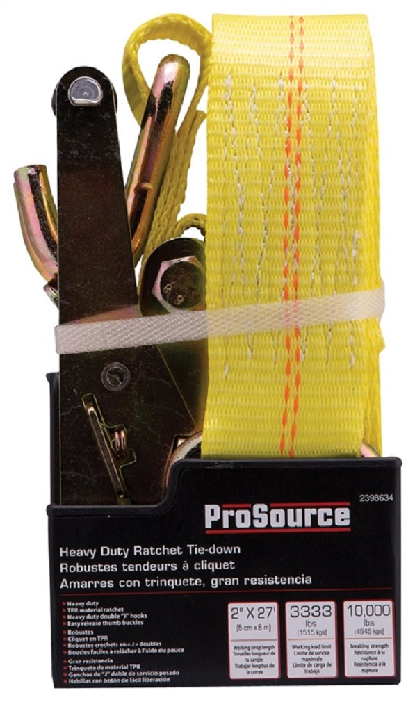 ProSource FH64066 Ratchet Tie Downs JJ Hook, Yellow