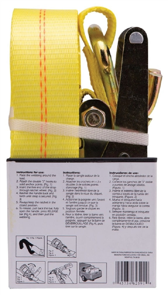 ProSource FH64066 Ratchet Tie Downs JJ Hook, Yellow