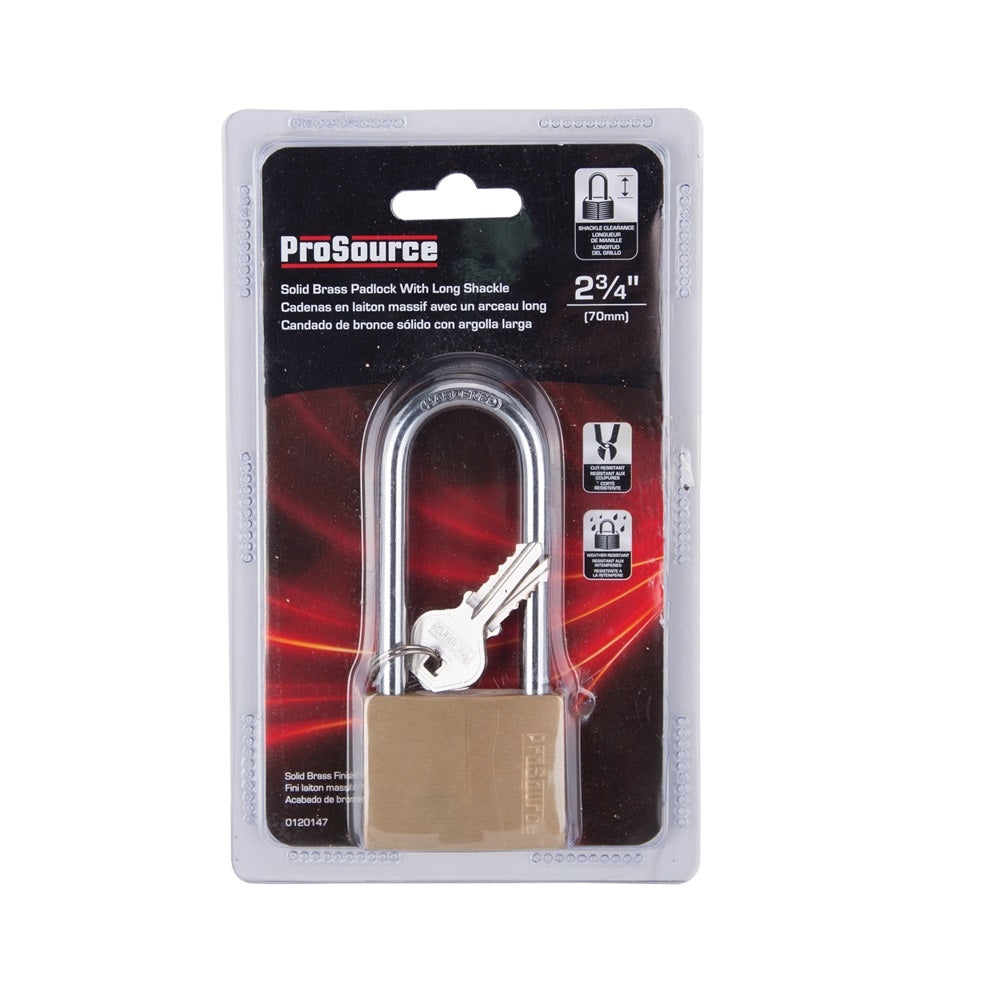 ProSource HD-250DLS Padlock, Solid Brass