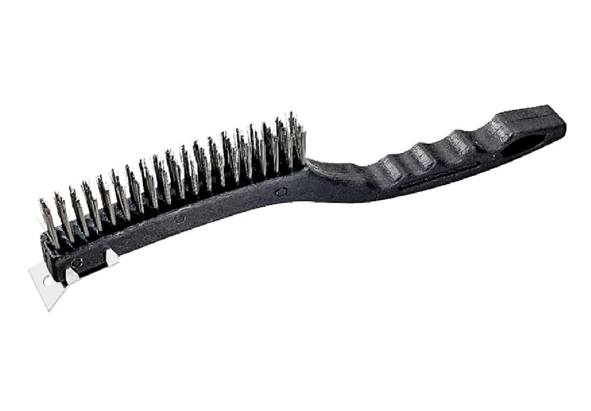 ProSource SJ3133-S Long Plastic Handle Wire Brush With Scraper