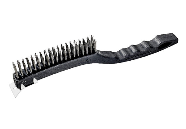 ProSource SJ3133-S Long Plastic Handle Wire Brush With Scraper