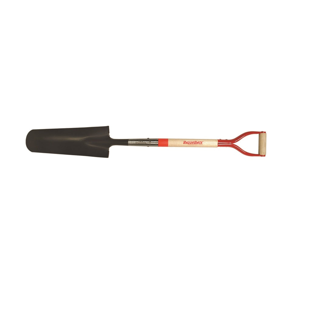 Razorback 47103 Round Point Drain Spade, D-Shaped Handle, 29 inch L