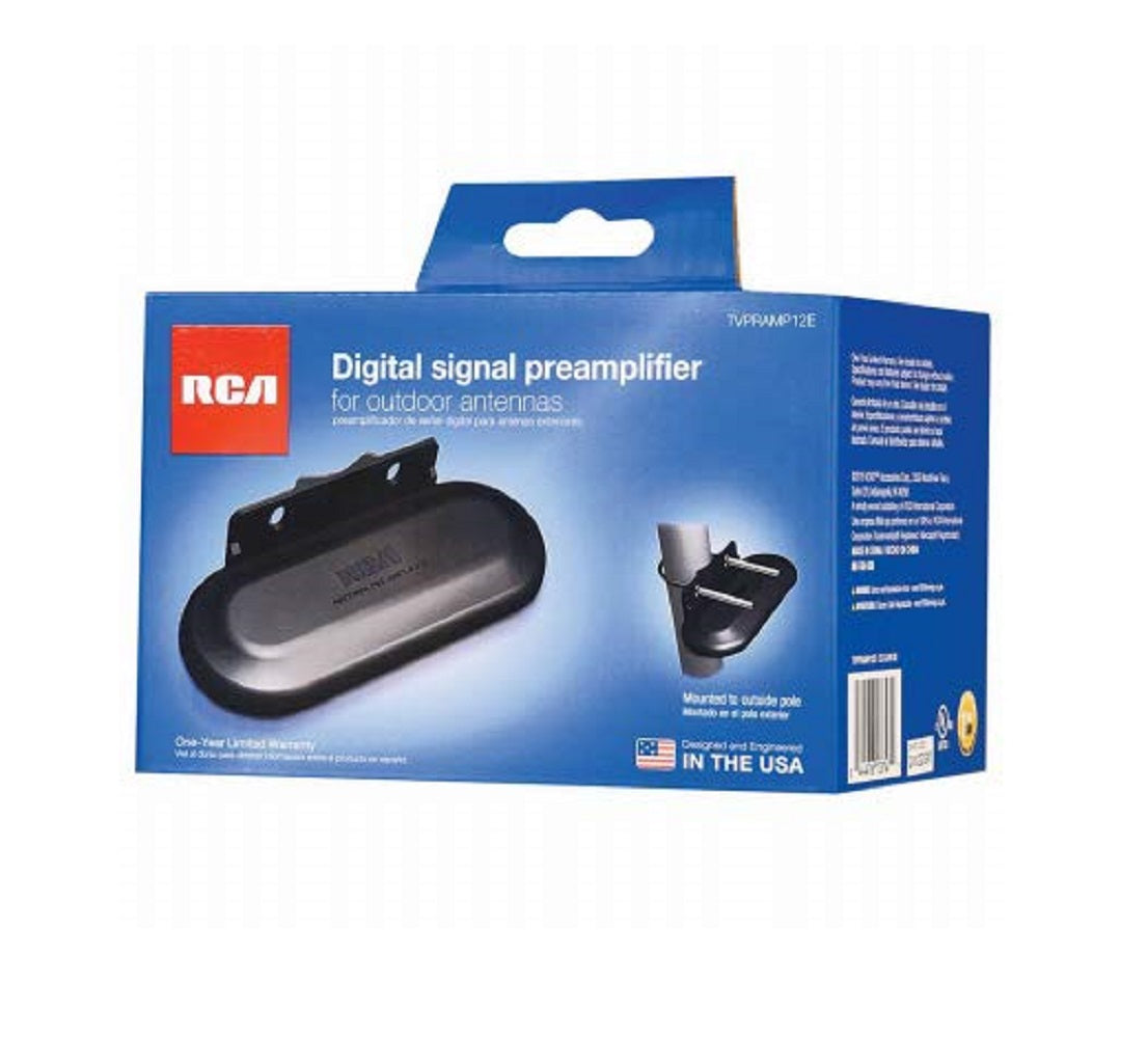 RCA TVPRAMP12E Outdoor Antenna Pre Amplifier, Black