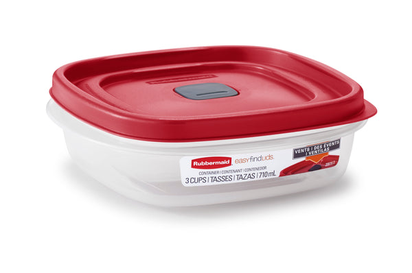 Rubbermaid 2030328 Food Storage Container, 3 Cup, Clear Base