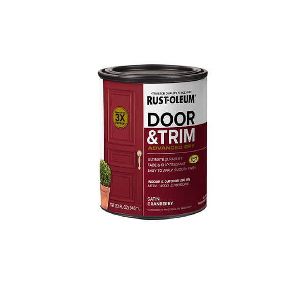Rust-Oleum 369385 Stops Rust Door and Trim Paint, Satin Cranberry, 1 Quart
