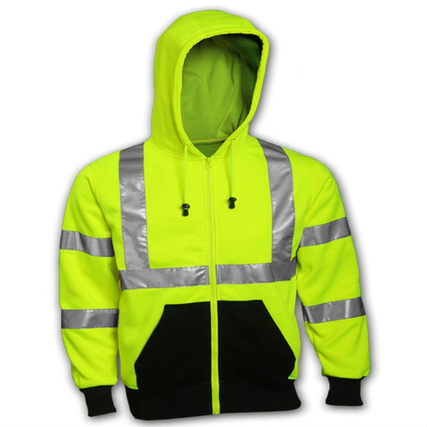 Tingley S78122.LG Class 3 Hooded High-Visibility Sweatshirt, Large, Lime Green