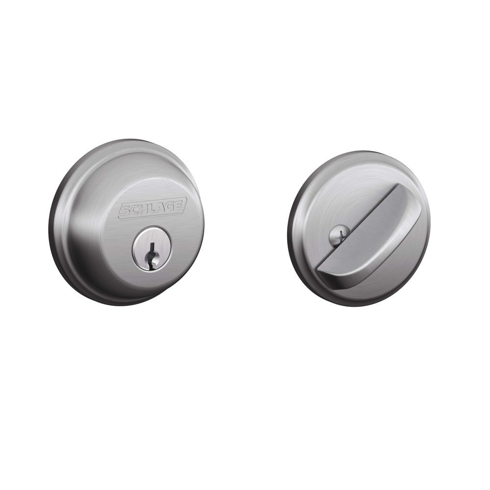 Schlage B60N626 Single Cylinder Deadbolt, Satin Chrome