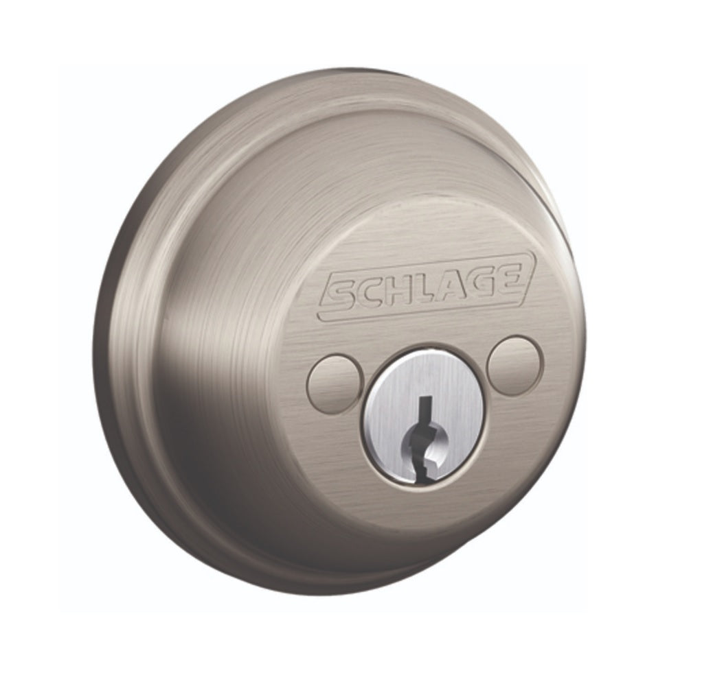 Schlage B62NV619 Double Cylinder Deadbolt, Satin Nickel