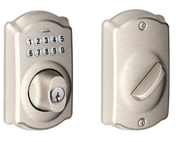 Schlage BE365VCAM619 Camelot Keyed Deadbolt, Satin Nickel