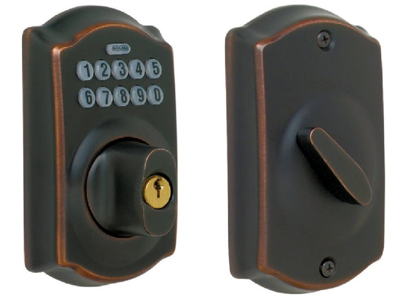 Schlage BE365VCAM716 Camelot Keypad Deadbolt, Aged Bronze