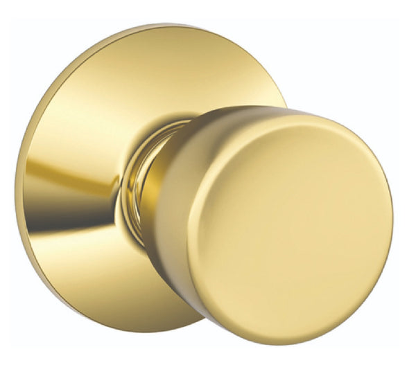 Schlage F10-BEL-605 Bell Design Passage Lockset Knob, Bright Brass