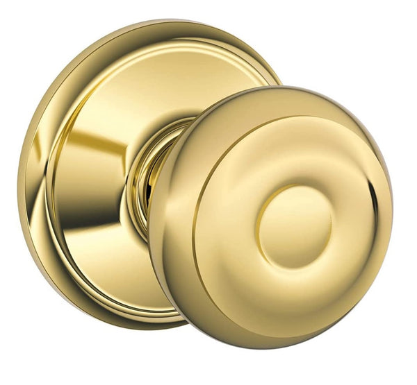 Schlage F10V-GEO-605 Georgian Design Passage Lockset Knob, Bright Brass