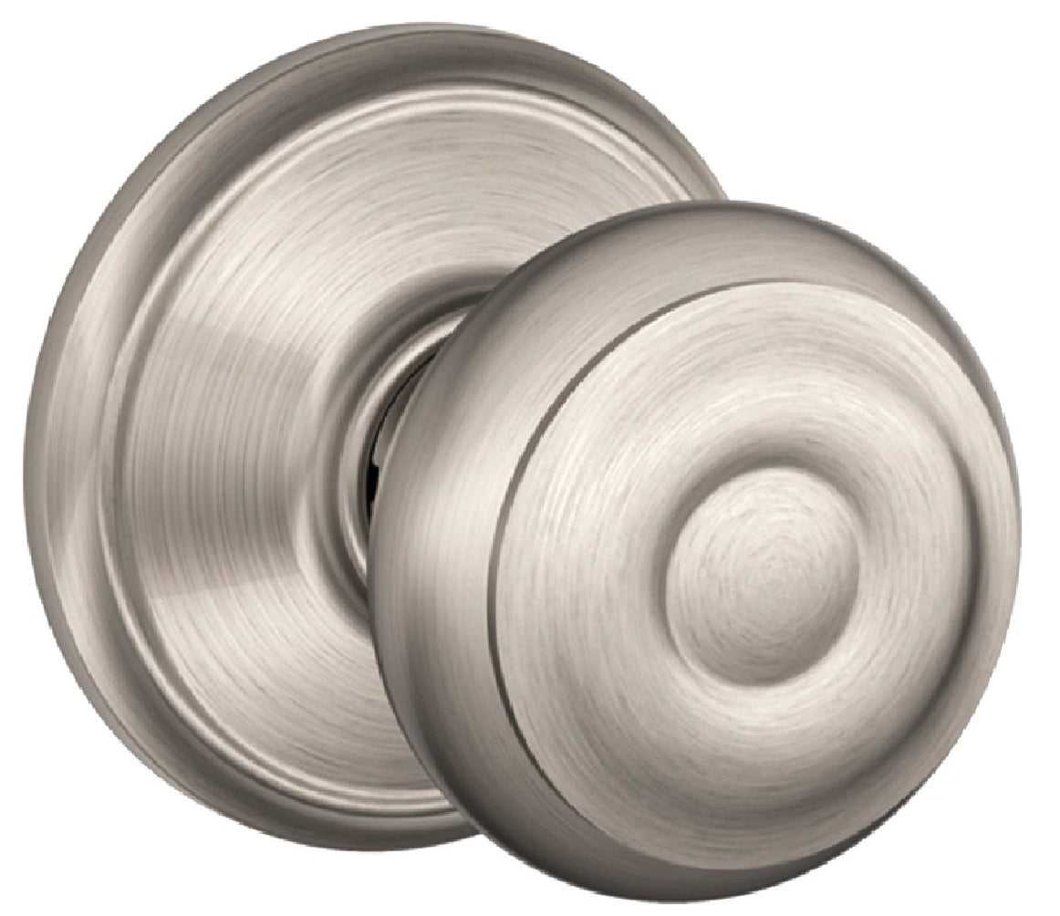 Schlage F10V-GEO-619 Georgian Design Passage Lockset Knob, Satin Nickel
