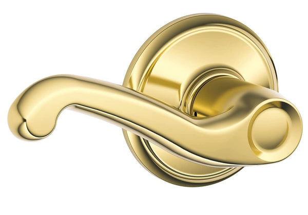 Schlage F10V FLA 605 Flair Passage Lever, Bright Brass