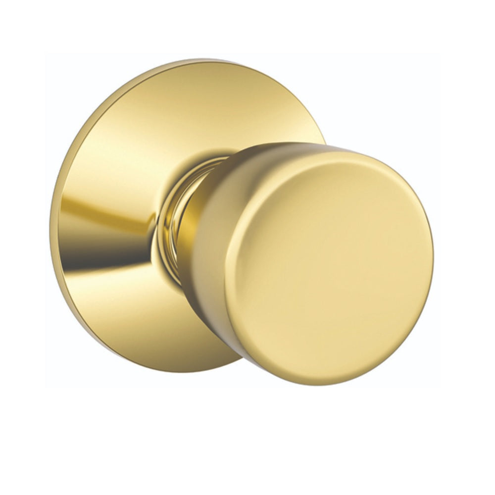 Schlage F10VBEL605 Passage Door Knob, Bright Brass