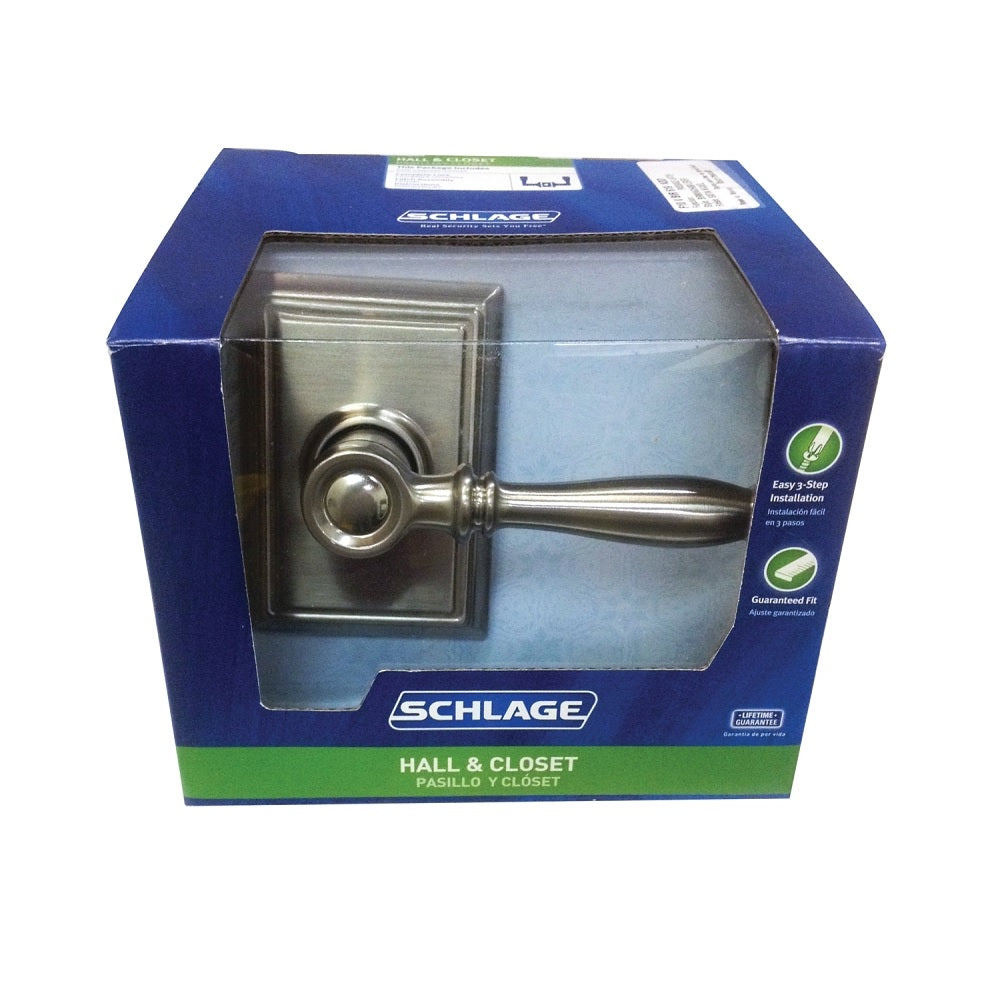 Schlage F10VBIR619ADD Birmingham Passage Lever, Satin Nickel
