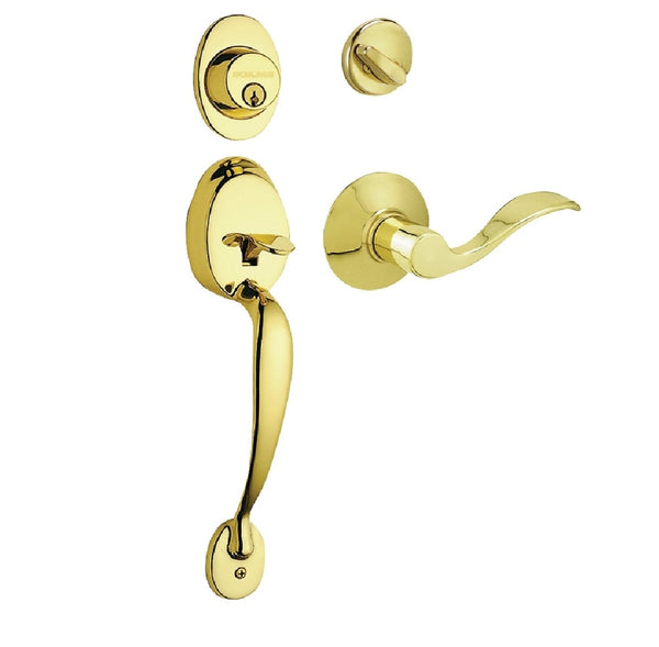 Schlage F360V PLY/ACC 505 Plymouth Accent Handleset, Bright Brass
