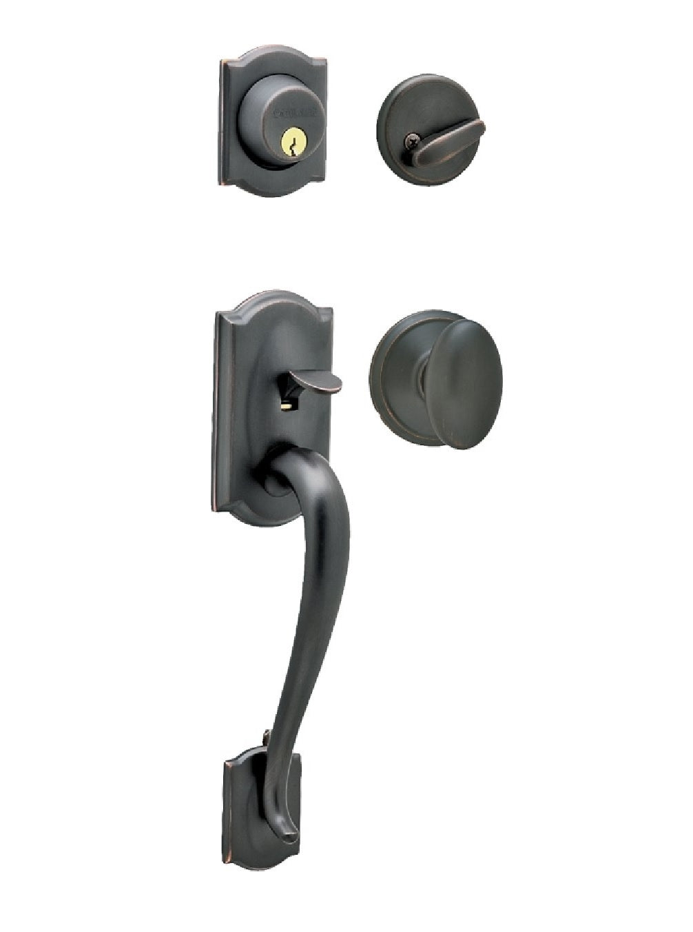 Schlage F360VCAM/SIE716 Entrance Handleset, Aged Bronze, Single Cylinder