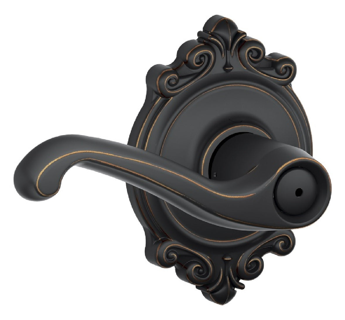 Schlage F40VFLA716BRK Flair Privacy Lever Lockset, Aged Bronze