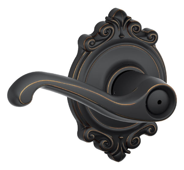 Schlage F40VFLA716BRK Flair Privacy Lever Lockset, Aged Bronze