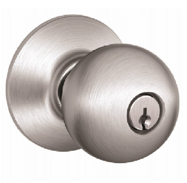 Schlage F51A-ORB-626 Orbit Design Entry Lockset, Satin Chrome