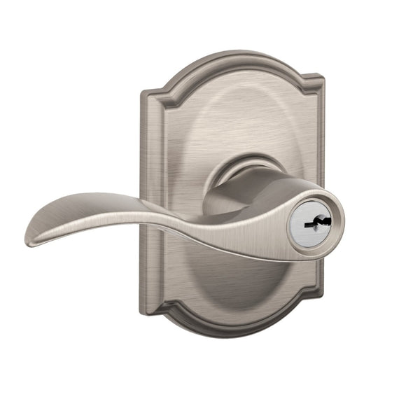 Schlage F51A VACC619CAM Accent Entry Lever Lockset, Satin Nickel