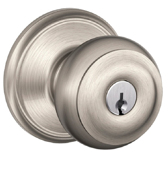Schlage F51A VGEO619KA4 Georgian Design Entry Lockset Knob, Satin Nickel