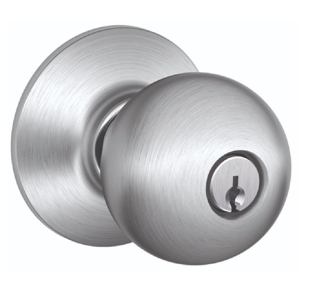 Schlage F51CSVORB626 Orbit Design Entry Lockset Knob, Satin Chrome