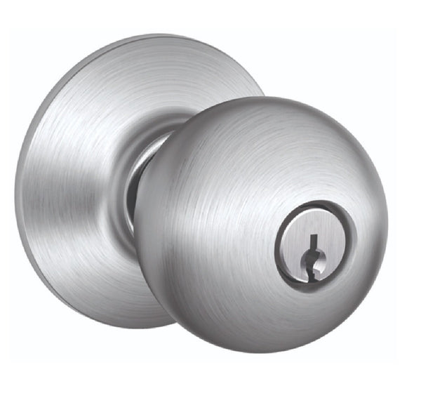 Schlage F51CSVORB626 Orbit Design Entry Lockset Knob, Satin Chrome