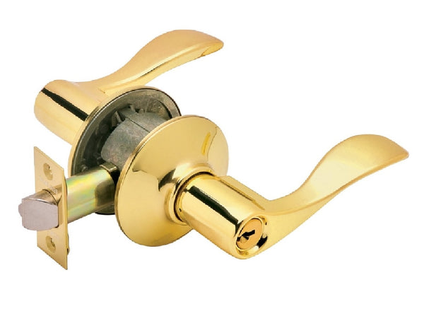 Schlage F51VACC505 Accent Design Entry Lever Lockset, Bright Brass