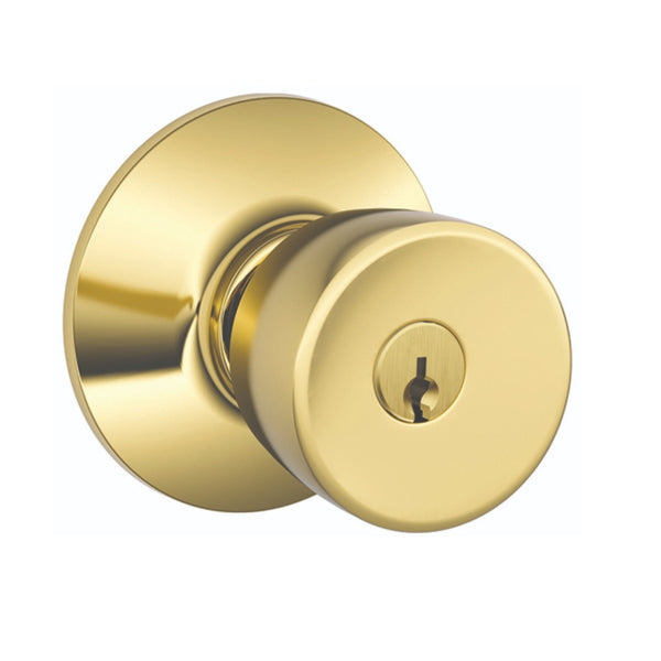 Schlage F51VBELL505 Bell Design Entry Lockset Knob, Bright Brass