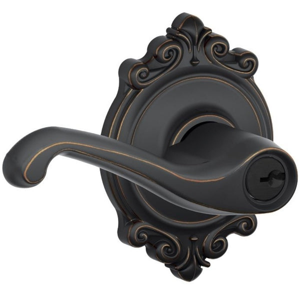 Schlage F51VFLA716BRK Entry Lever Lockset, Aged Bronze