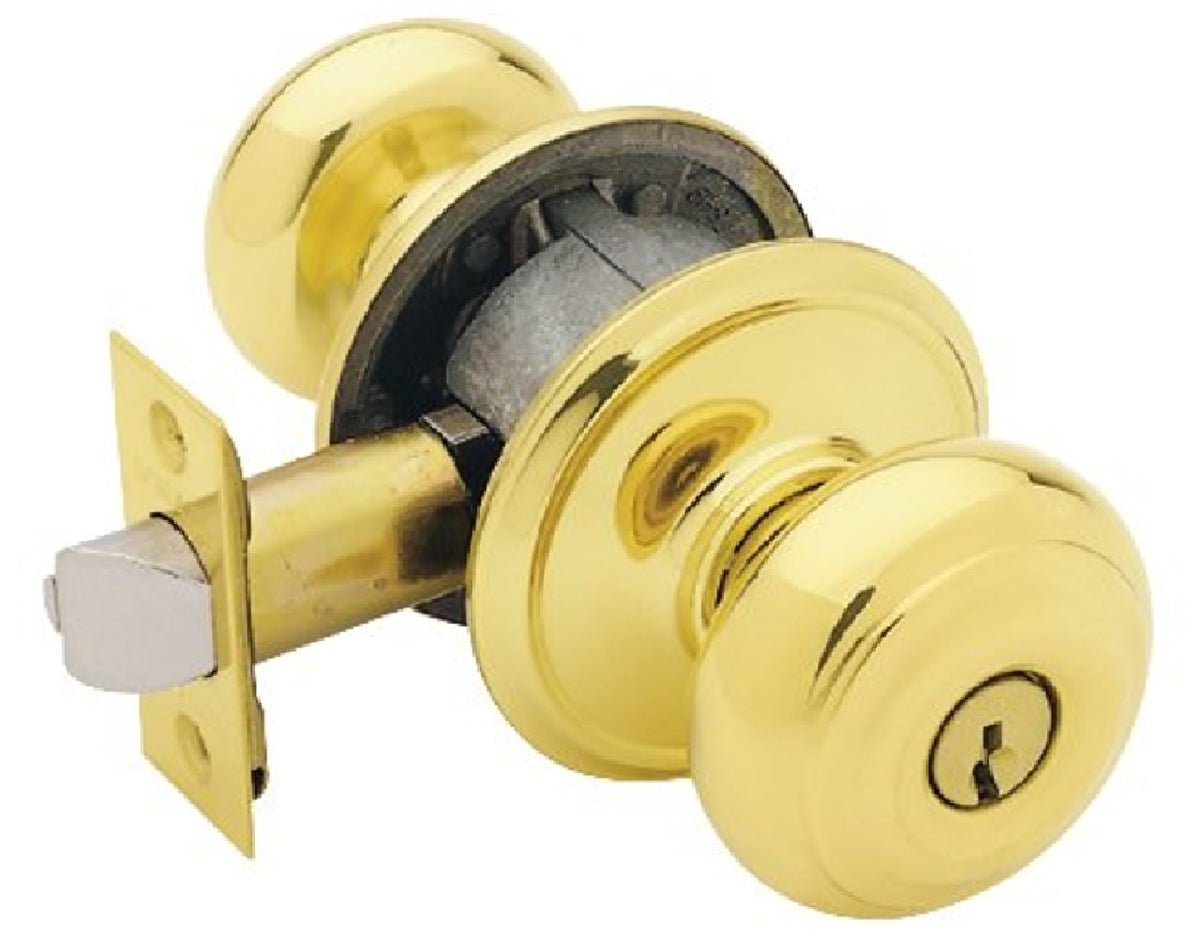 Schlage F51VGEO505 Georgian Design Entry Lockset Knob, Bright Brass