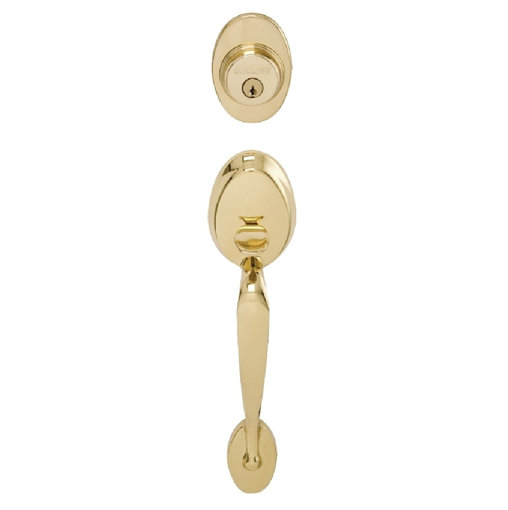 Schlage F58PLY505 Plymouth Exterior Handleset, Bright Brass