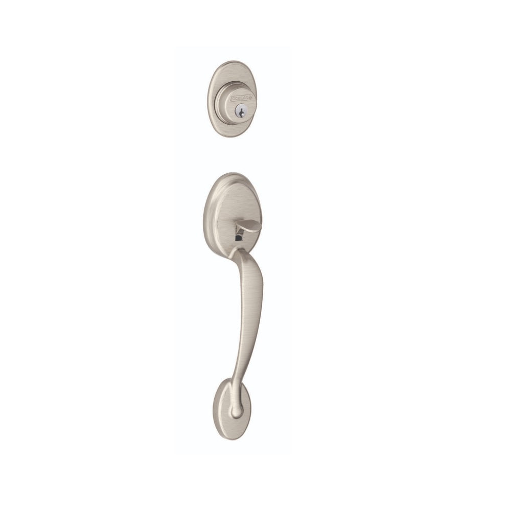 Schlage F58PLY619 Plymouth Exterior Handleset with Deadbolt, Satin Nickel