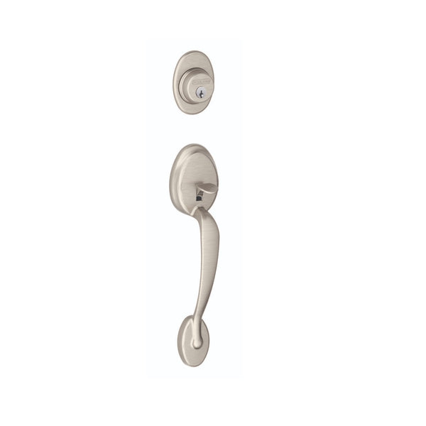 Schlage F58PLY619 Plymouth Exterior Handleset with Deadbolt, Satin Nickel
