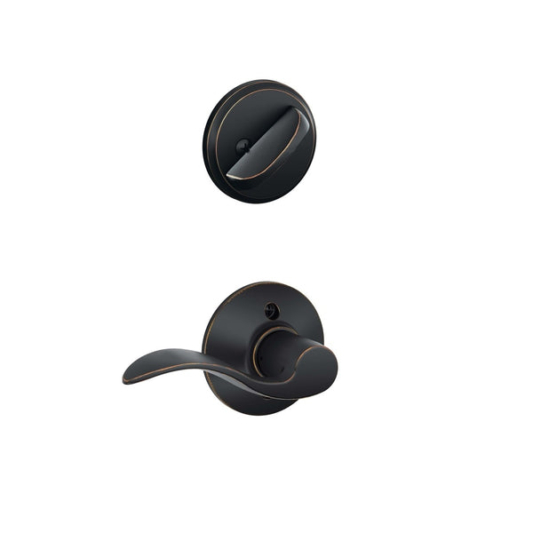 Schlage F59ACC716LH Accent Left Handed Lever Handle Set, Aged Bronze