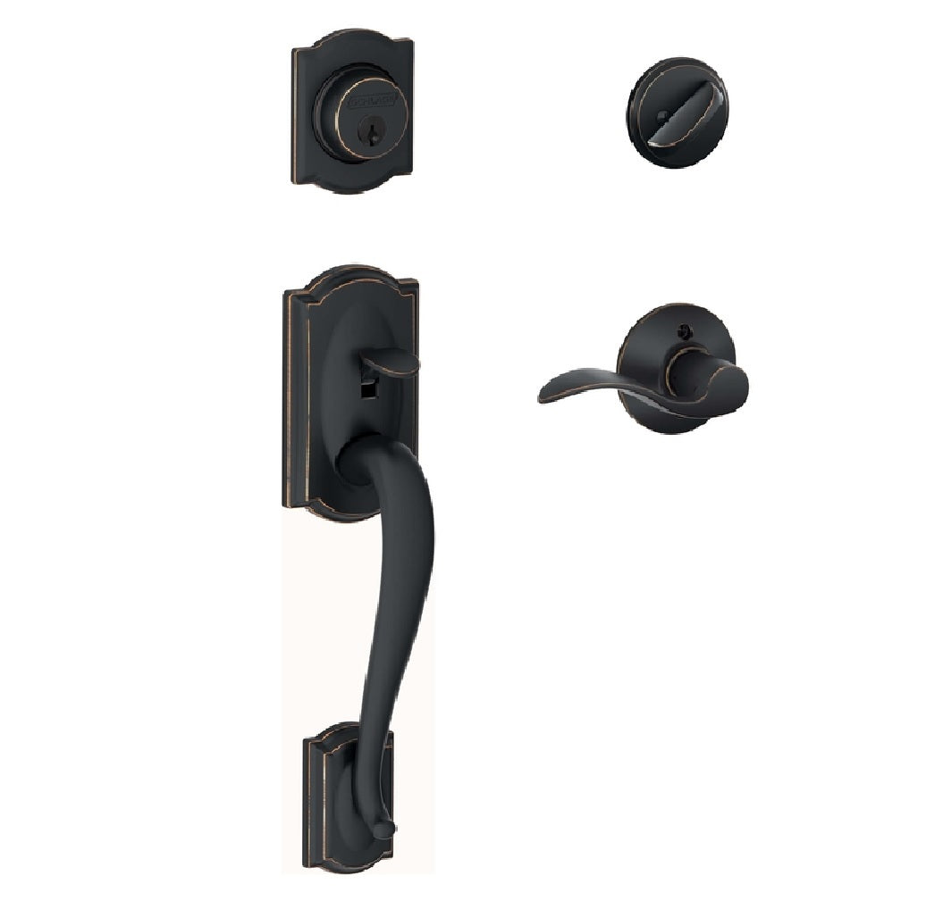 Schlage F60VCAMXACC716 Camelot Accent Handleset w/Single Cylinder Entrance Lock