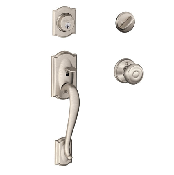 Schlage F60VCAMXGEO619 Camelot Georgian Handleset Single Cylinder Entrance Lock