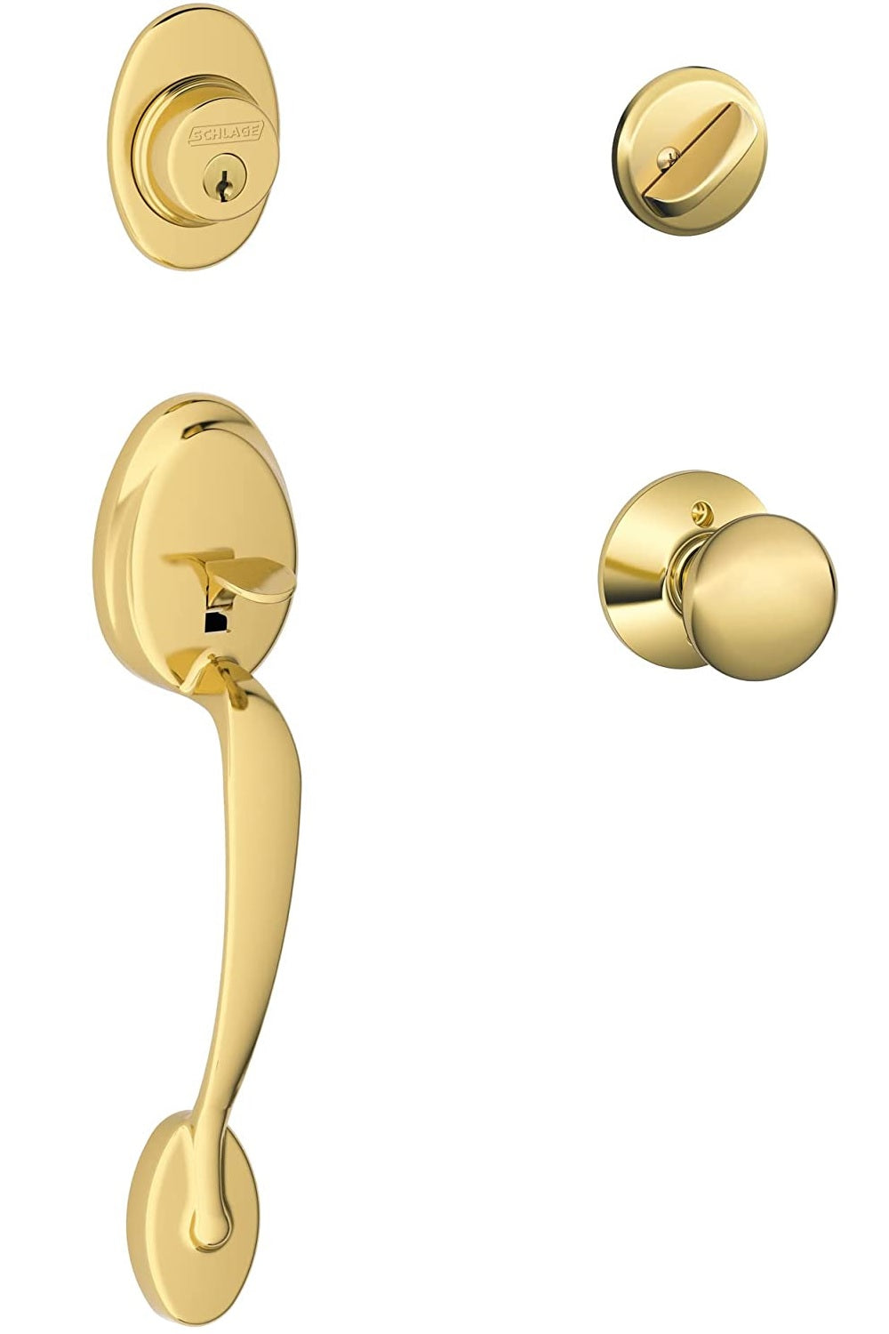 Schlage F60VPLYXPLY505 Plymouth Entry Handleset, Bright Brass