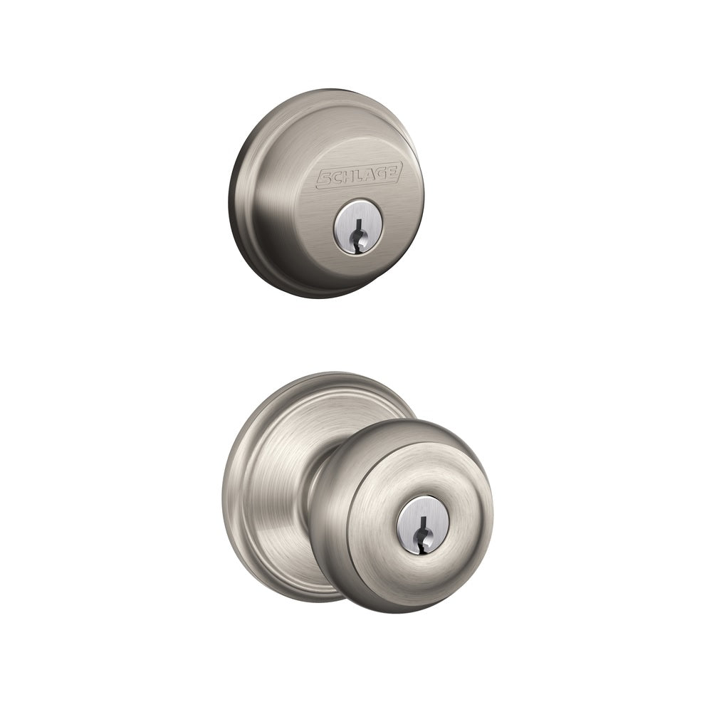Schlage FB50NVGEO619 Georgian Knob Lockset, Satin Nickel