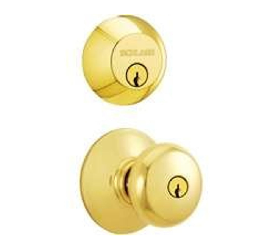 Schlage FB52NVPLY505 Double Cylinder Deadbolt & Plymouth Knob Combo Pack