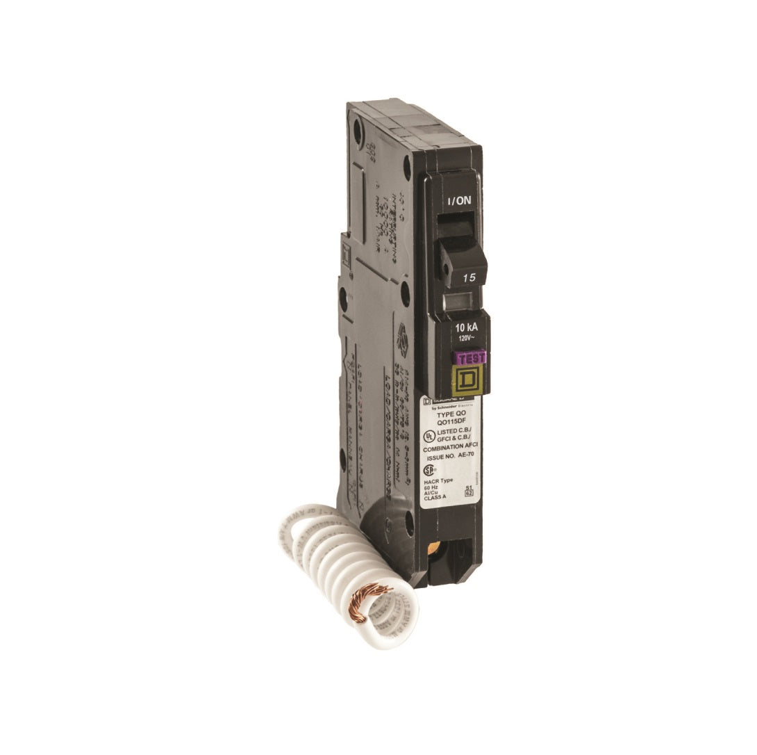 Square D QO115DFC Single Pole Circuit Breaker, 15 A
