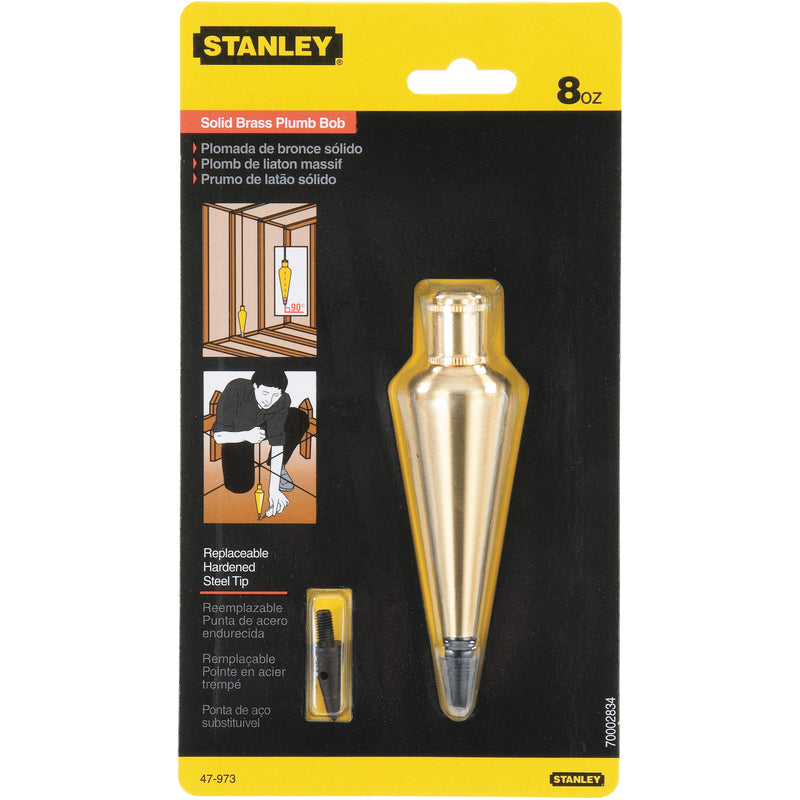 Stanley 47-973 Plumb Bob With Lacquered Polished Brass, 8 Oz