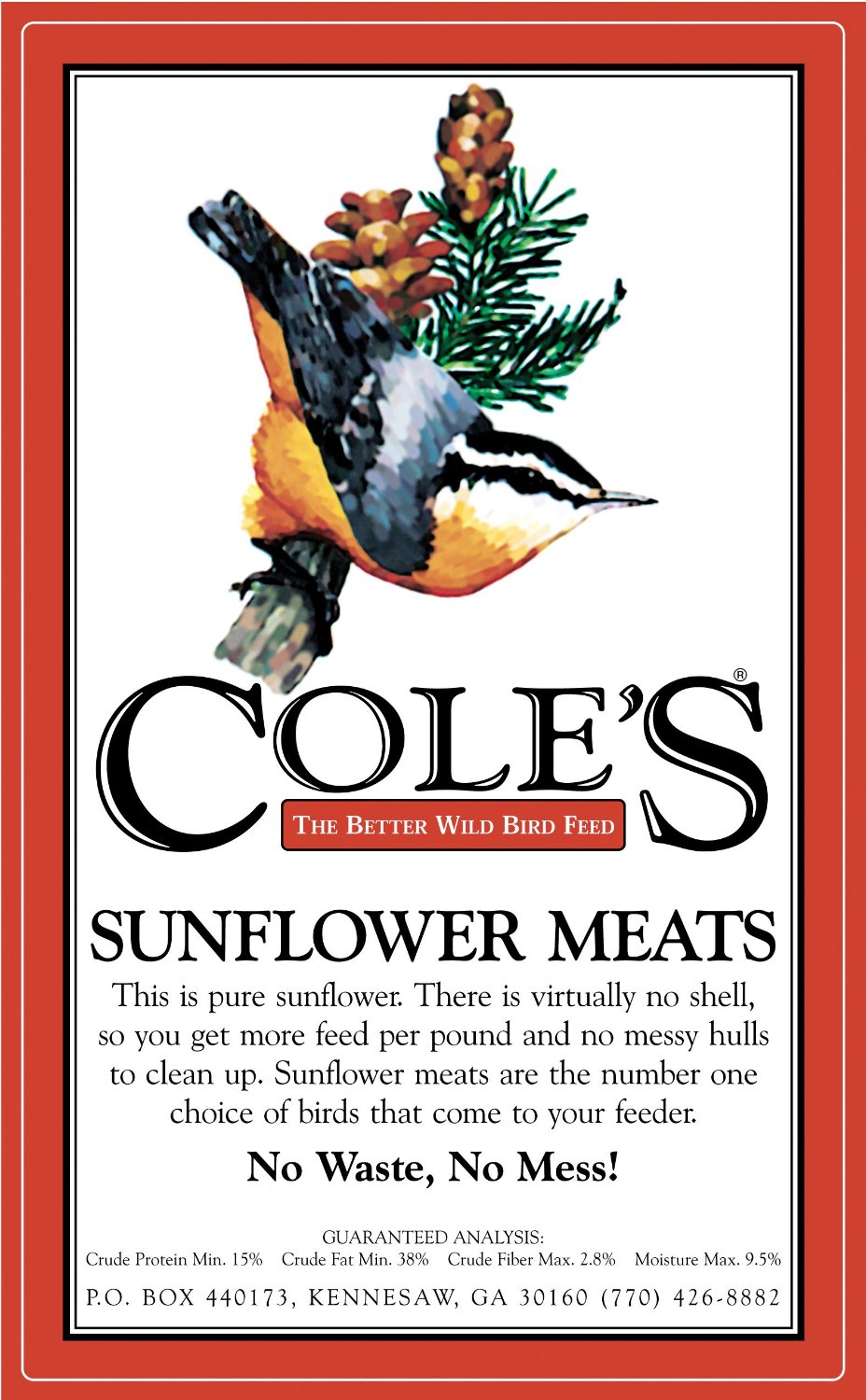 Cole's SM20 Sunflower Meats Wild Bird Food, 20 Lb