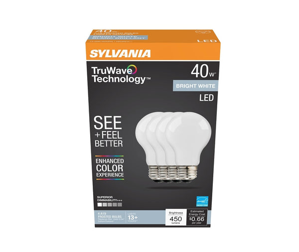 Sylvania 41296 Natural A19 LED Light Bulb, Frosted, 40 W