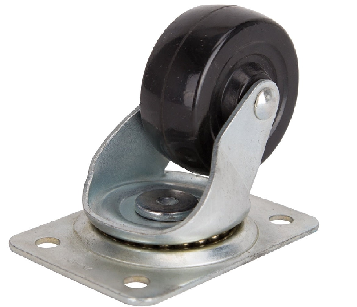 Vulcan 1111 Rubber Plate Swivel Caster, Black Rubber Wheel, 2-1/2 Inch