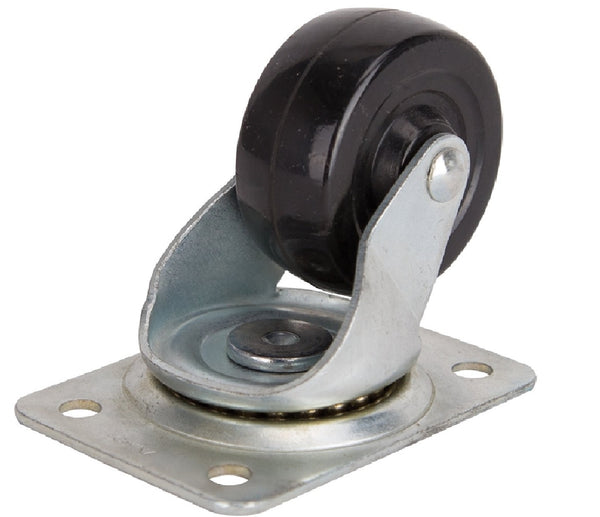 Vulcan 1111 Rubber Plate Swivel Caster, Black Rubber Wheel, 2-1/2 Inch