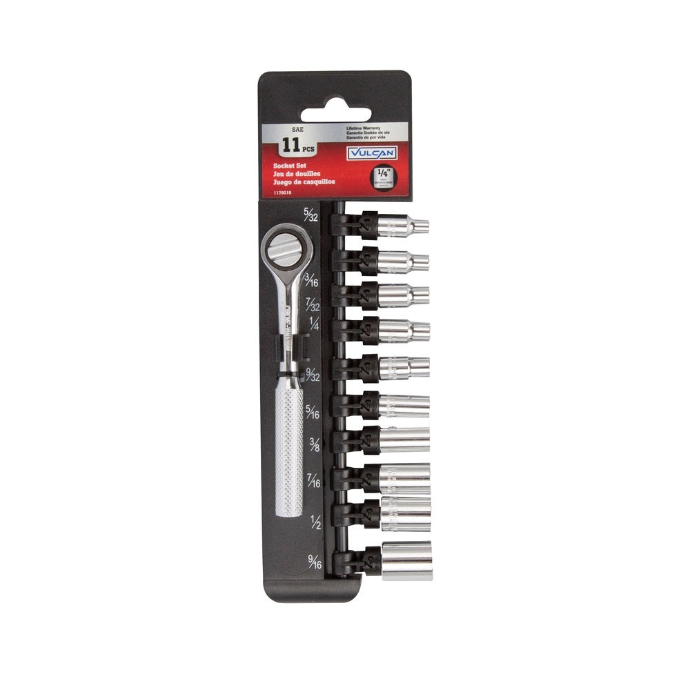 Vulcan 11PC-2 SAE Socket Wrench Set, Chrome Vanadium Steel